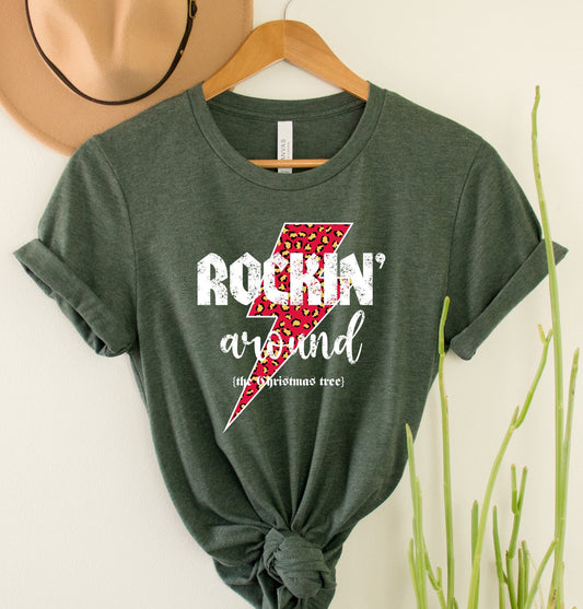 Wholesale Rockin' Around Graphic Tee - Heathered Forest