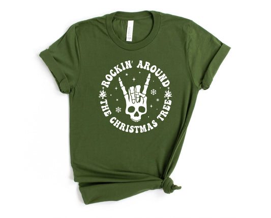 Wholesale Rockin Around the Christmas Tree Graphic Tee - Olive