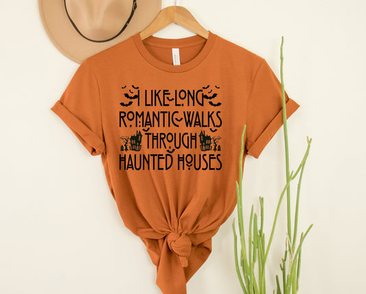 Wholesale Romantic Walks in Haunted Mansions Graphic Tee - Sand