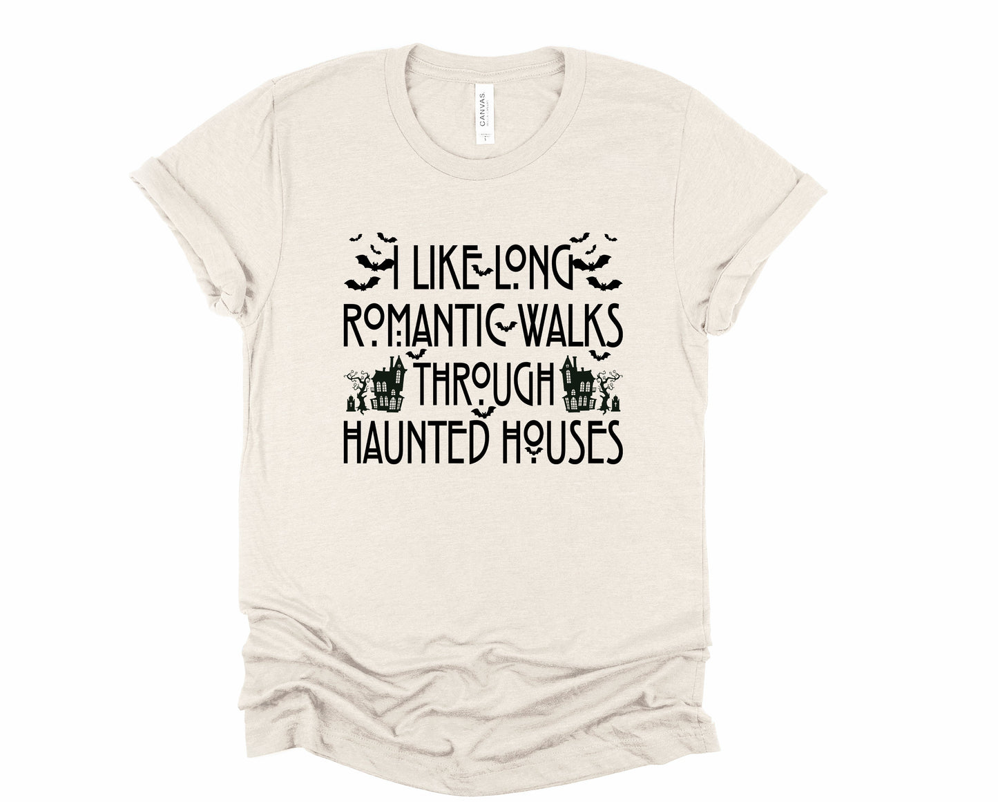 Wholesale Romantic Walks in Haunted Mansions Graphic Tee - Orange