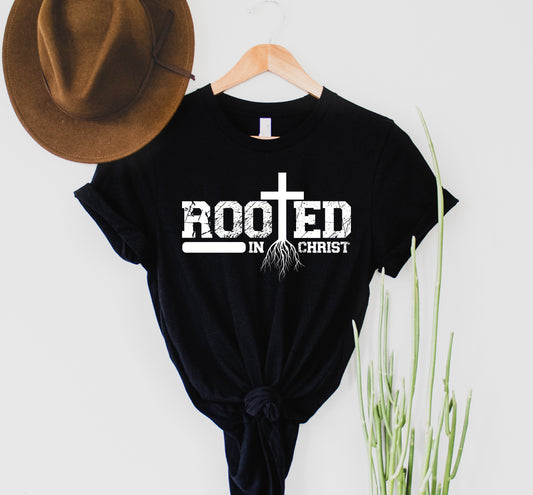 Wholesale Rooted in Christ Graphic Tee - Black