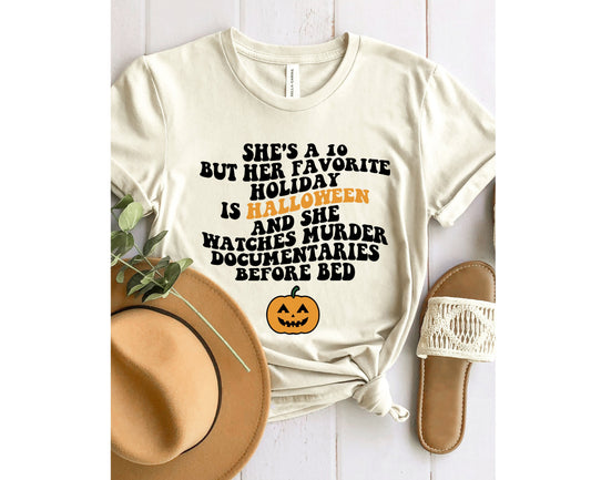 Wholesale She's a 10 But Halloween Graphic Tee - Grey Tee
