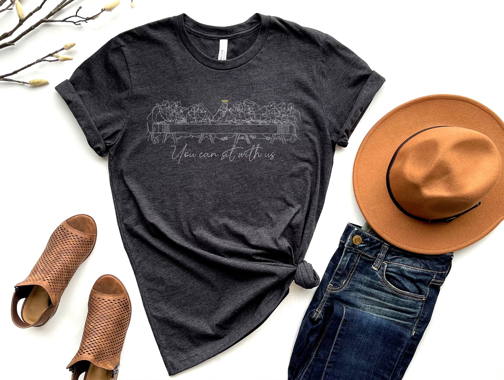 Wholesale Sit With Us Graphic Tee - Charcoal