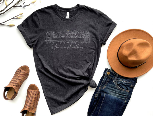 Wholesale Sit With Us Graphic Tee - Charcoal