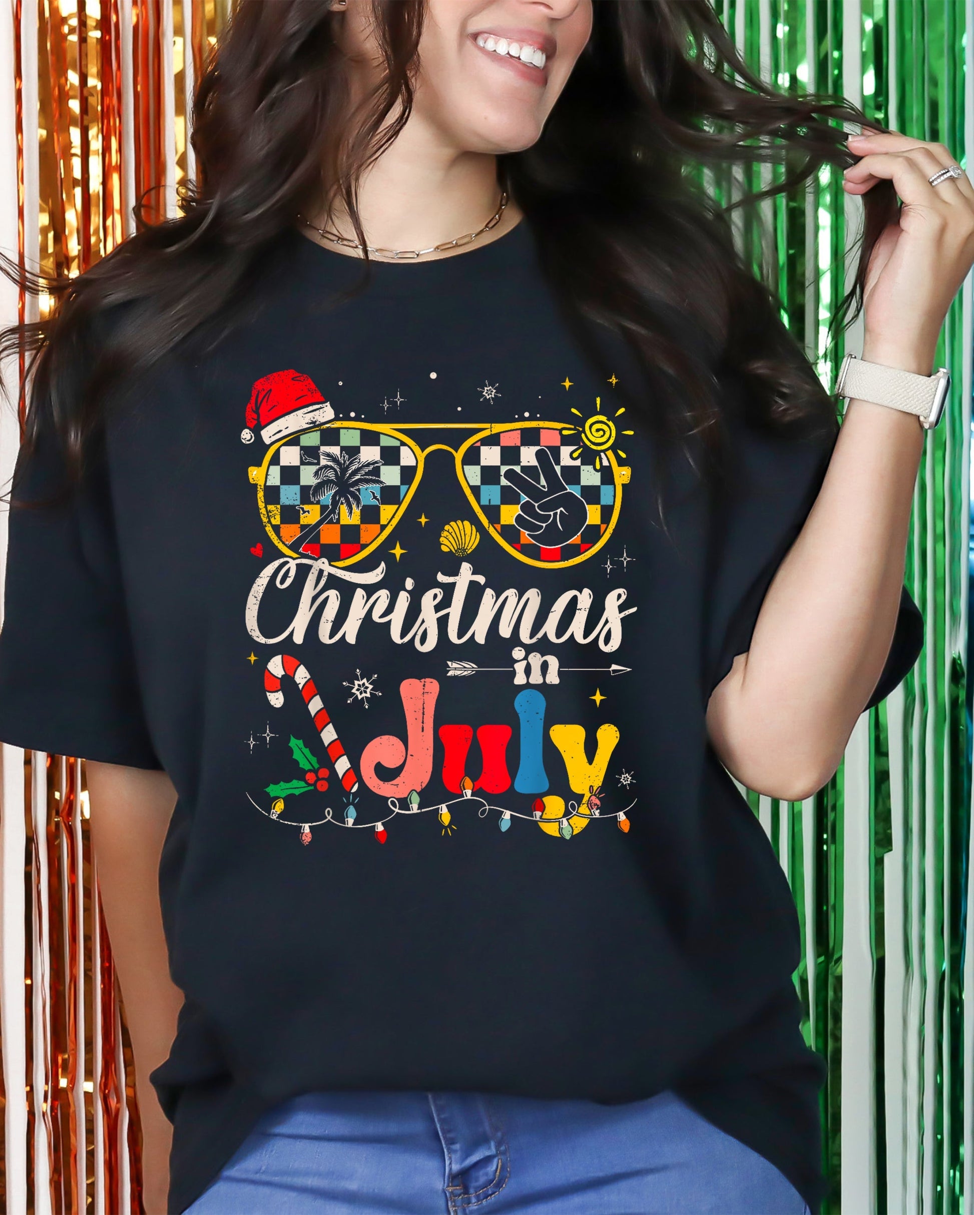 Wholesale Sunny Christmas Graphic Tee - Gildan Black