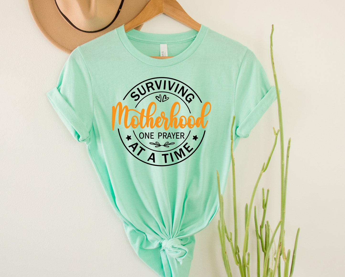 Wholesale Surviving Motherhood Graphic Tee - Mint