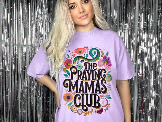 Wholesale The Praying Mamas Club Graphic Tee - Comfort Colors Khaki