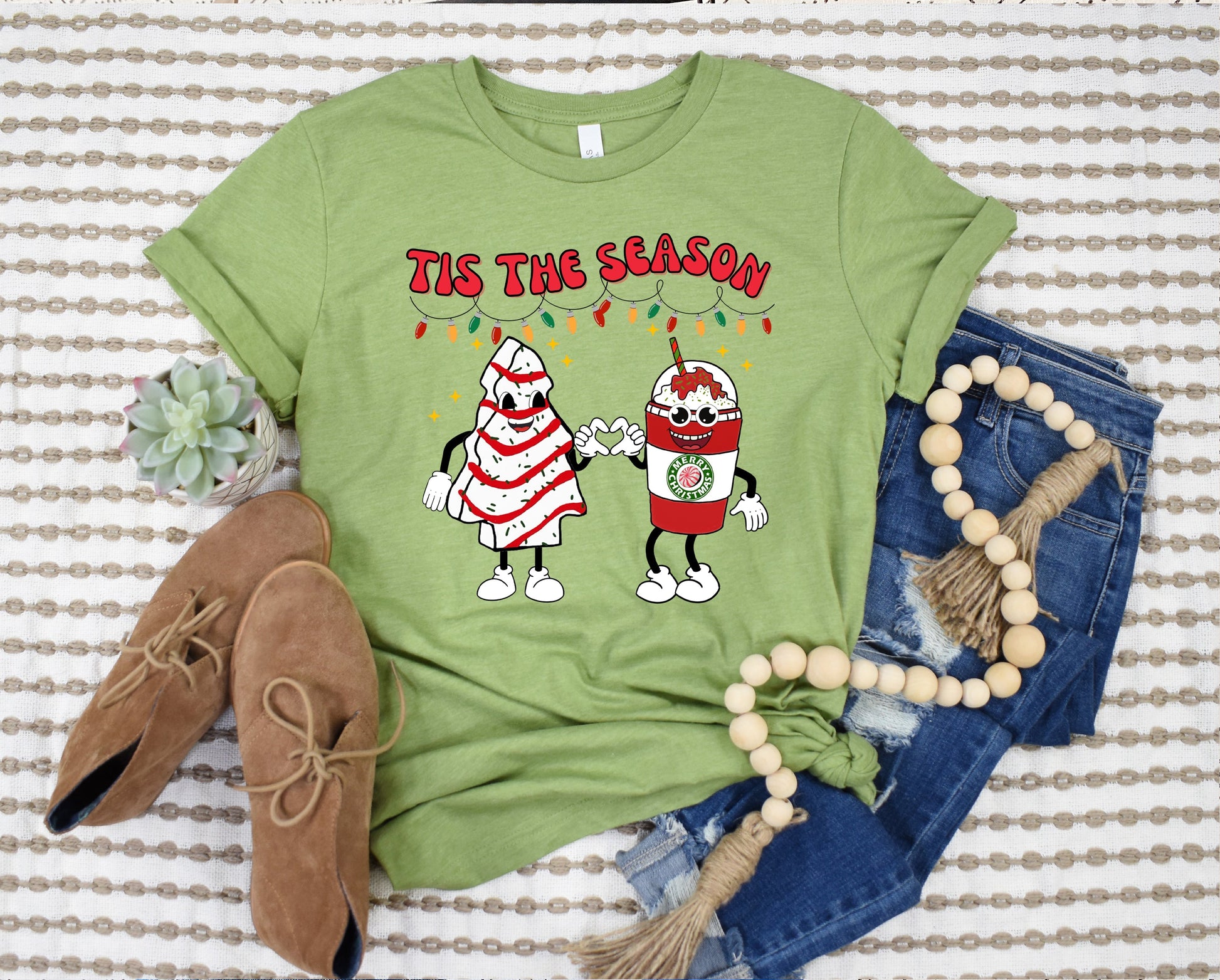 Wholesale Tis the Season Cake and Coffee Graphic Tee - Heather Grey