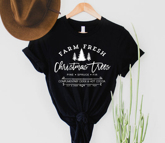 Wholesale Farm Fresh Trees Graphic Tee - Black