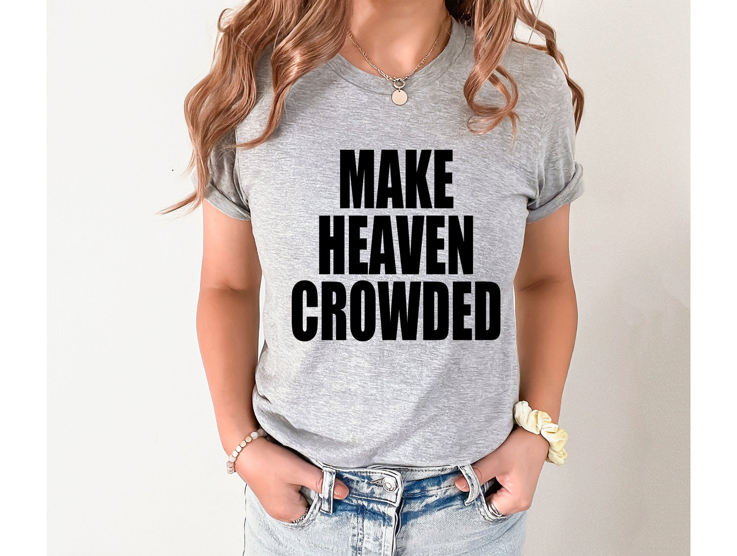 Wholesale Varsity Make Heaven Crowded Graphic Tee - White
