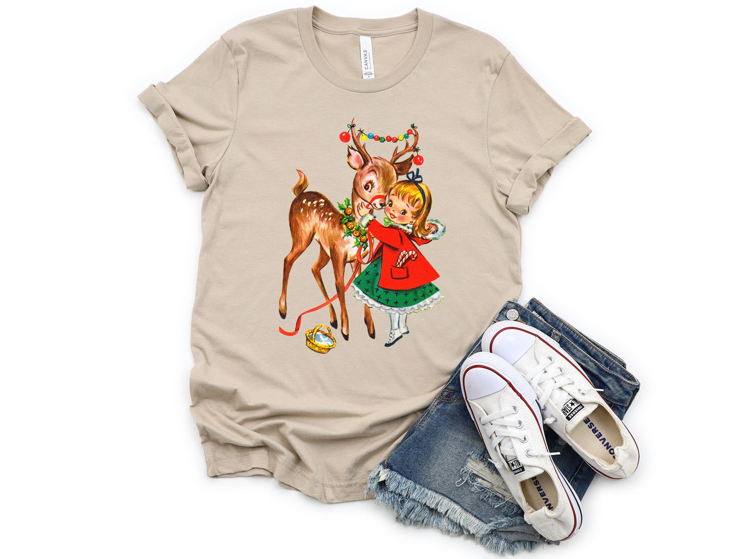 Wholesale Vintage Deer Graphic Tee - White Sweatshirt
