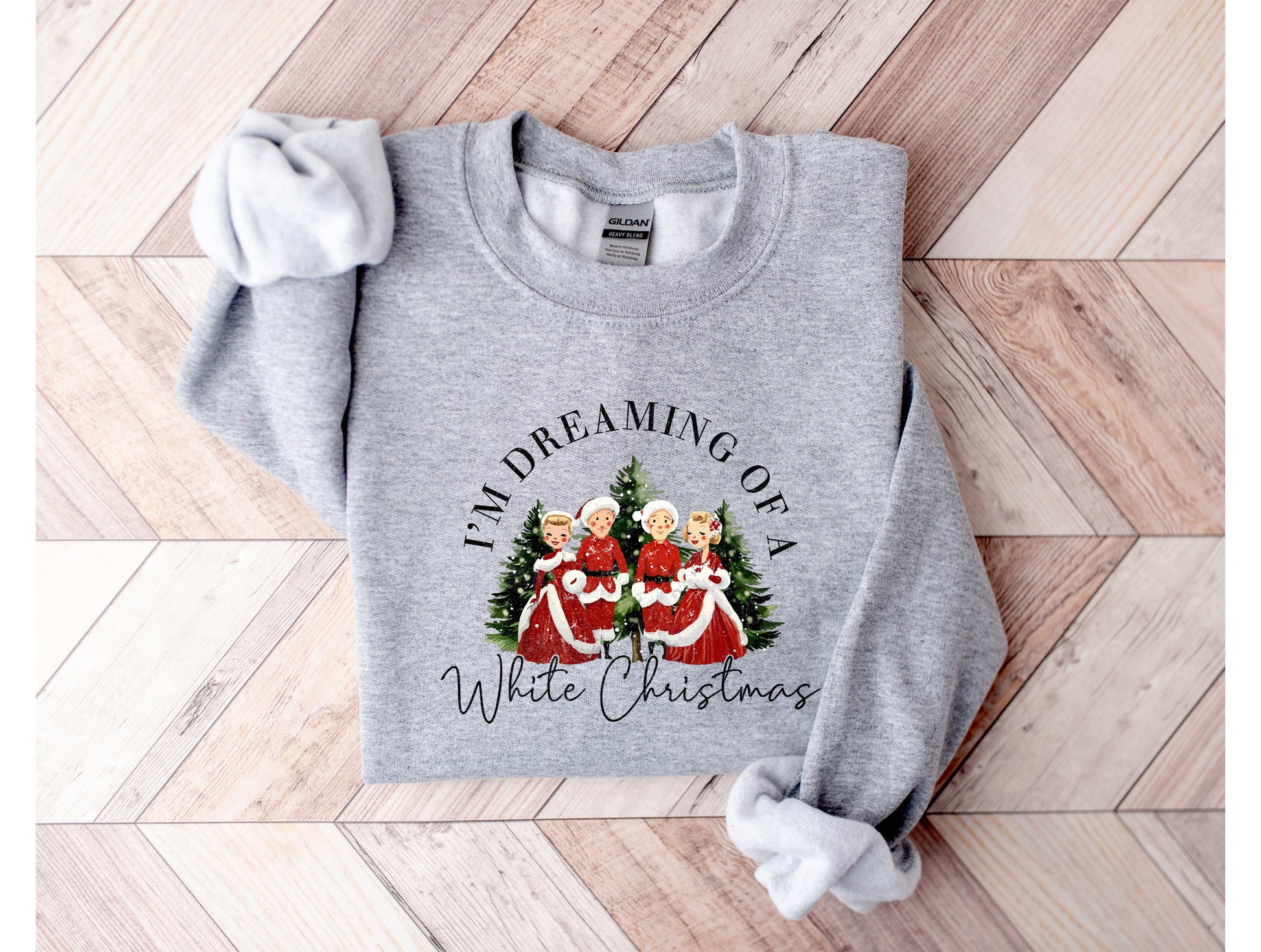 Wholesale White Christmas Graphic Tee - Grey Sweatshirt