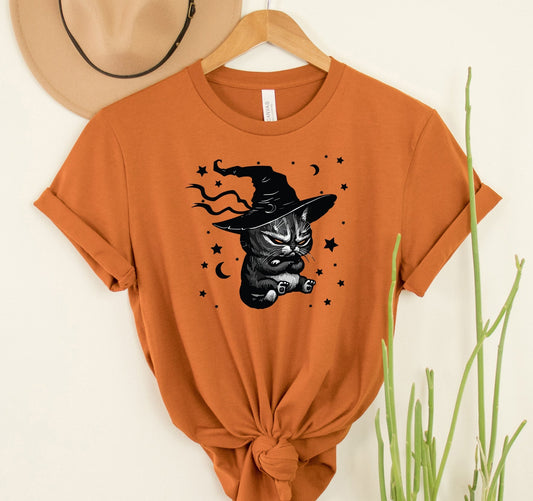 Wholesale Witchy Kitty Graphic Tee - Orange