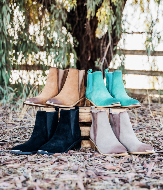 Wylie Suede Ankle Boot in Teal