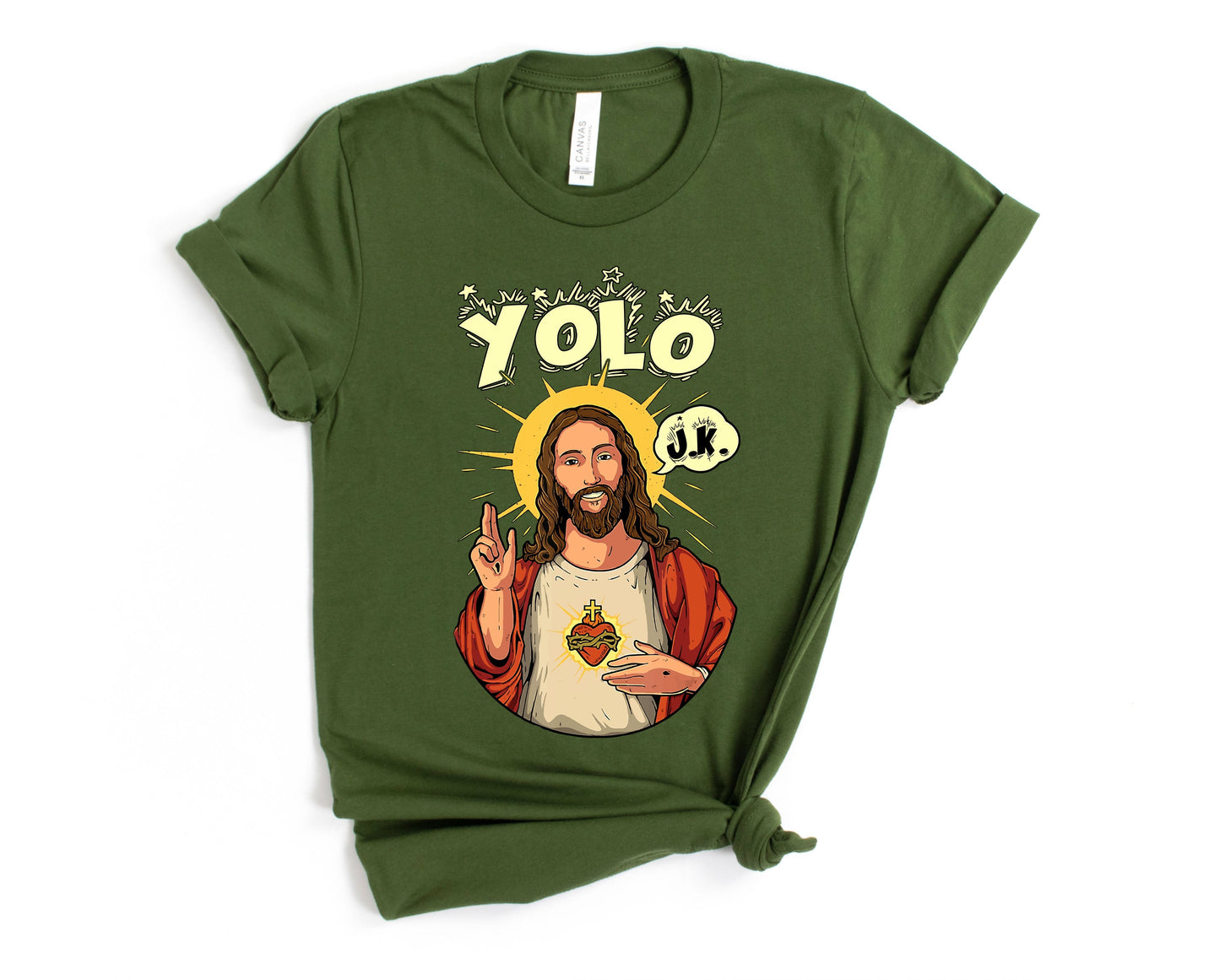 Wholesale YOLO Graphic Tee - Olive