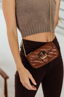  Classic Beauty Quilted Clutch in Brown