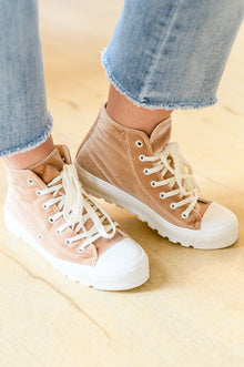  Run Me Down Velvet High Tops in Tan