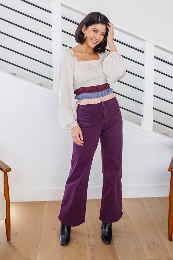 Petunia High Rise Wide Leg Jeans in Plum