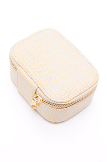  Travel Jewelry Case in Cream Snakeskin